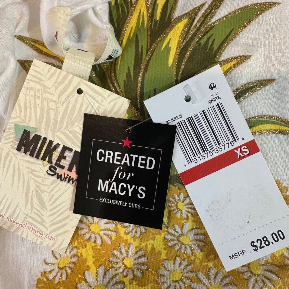 MIKEN Womens Size XS White Pineapple Print Beachwear Summer Cover-Up NWT - Picture 4 of 6